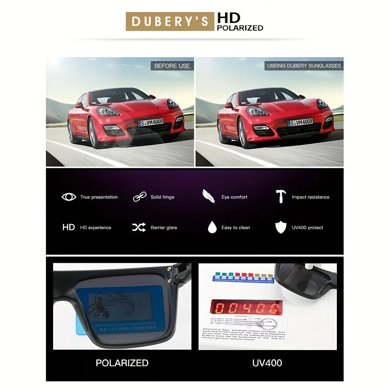DUBERY Polarized UV400 Protection Sunglasses For Men And Women 12 Colors Model 104