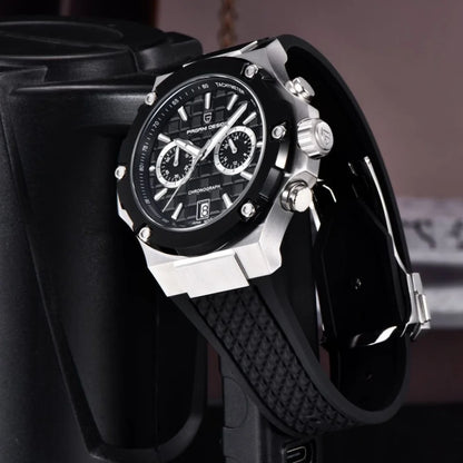 PAGANI DESIGN PD-YS032 Herren-Quarzuhr 44mm Japan VK64 Uhrwerk Edelstahlgehäuse Kautschukarmband Saphirglas 100M wasserdicht