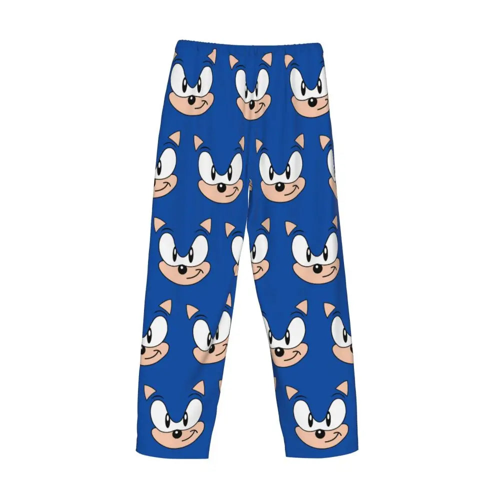 Custom Print Men's Soniced Pajama Pants Hedgehog Game Sleepwear Sleep Lounge Bottoms with Pockets