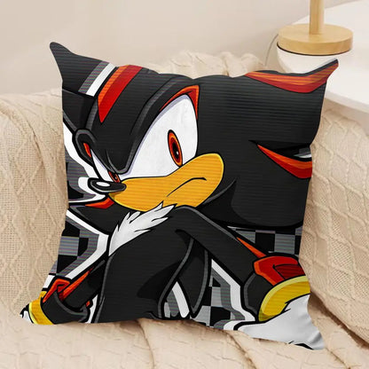 S-Sonic Anime Cool Cushion Cover Silky Short Plush Invisible Zipper Dustproof Sofa Pillow Case For Home Decor