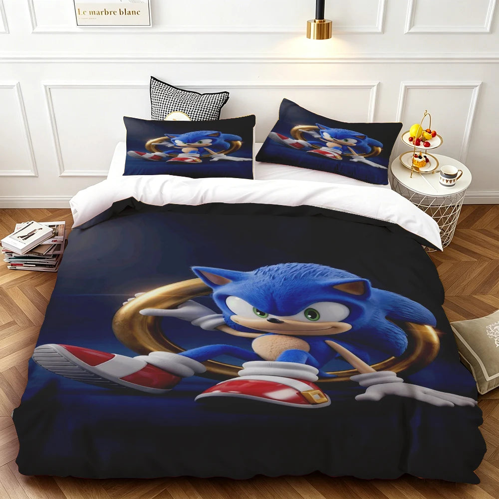 Exquisite Cartoon S-Sonics Wallpaper Anime Digital Printing Bedding Set Duvet Cover Comforter Bed Youth Kids Girl Boys Gift soft