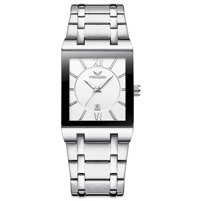 Luxuriöse BINBOND-Herrenarmbanduhr mit präzisem Quarzwerk, Leuchtzeiger, wasserdicht, automatische Datumsanzeige, aus strapazierfähigem Edelstahl, lässiger Stil.