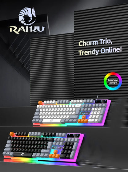 Einzelne Tastatur und Tastatur-Maus-Set RAIKU T26, dreifarbige Leuchttastatur, kabelgebundene mechanische Touch-Gaming-Maus-Tastatur-Kombination