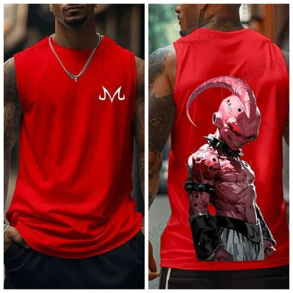 Goku Fitness Training Vest Sleeveless Cotton Tank Top Round Neck Workout Running Light Sports Casual Fashion