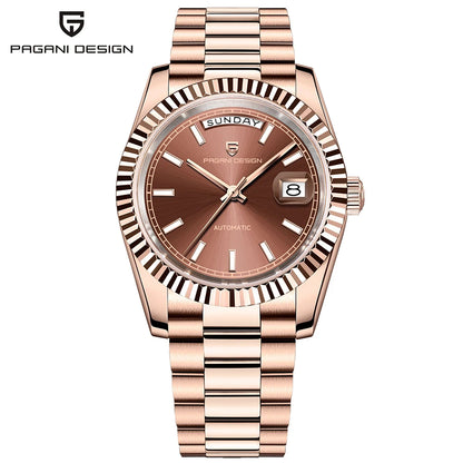 PAGANI DESIGN New DD36 Rose Gold Luxury Automatic Mechanical Watch For Men ST16 100M Waterproof AR Sapphire Glass Wristwatch Men