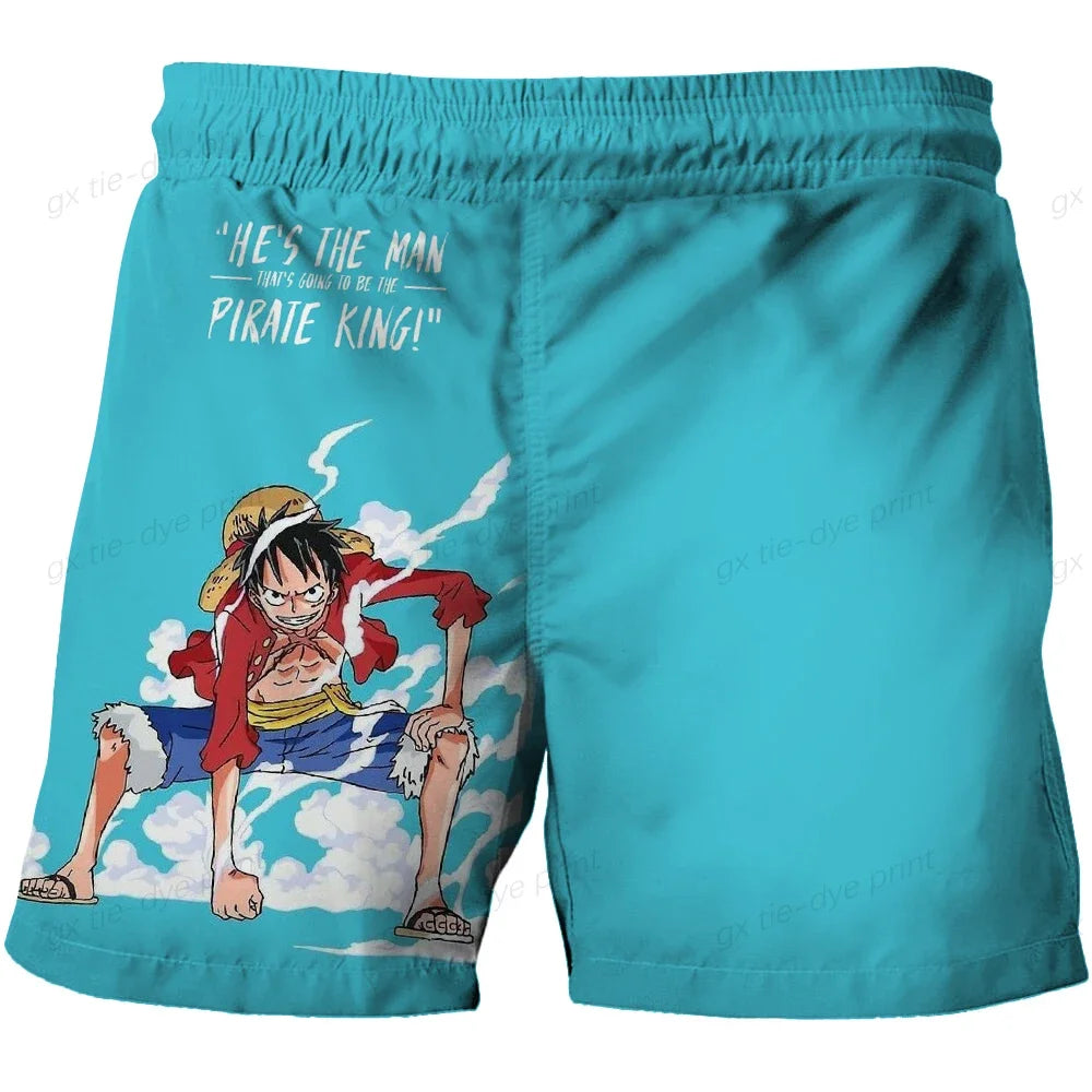 One Piece Harajuku Style Shorts With Hood 2023 Luffy 3D Swimming Shorts Running Tank Top Men Cartoon Shorts Trend Hot Sale