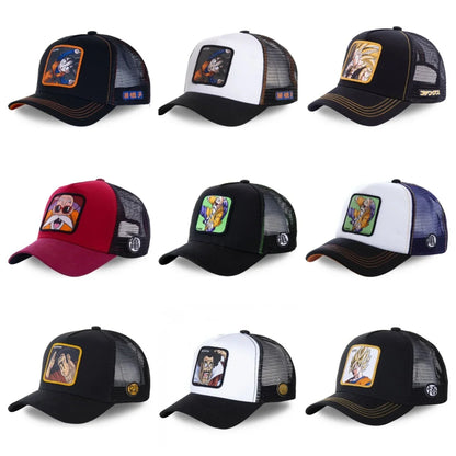 „Dragon Ball Buu Goku“ kepurė – vasarinė kelioninė kepurė su snapeliu, vyriška, siuvinėta, hip-hop stiliaus, su saulės skydeliu, reguliuojama, „trucker“ stiliaus tinklinė kepurė