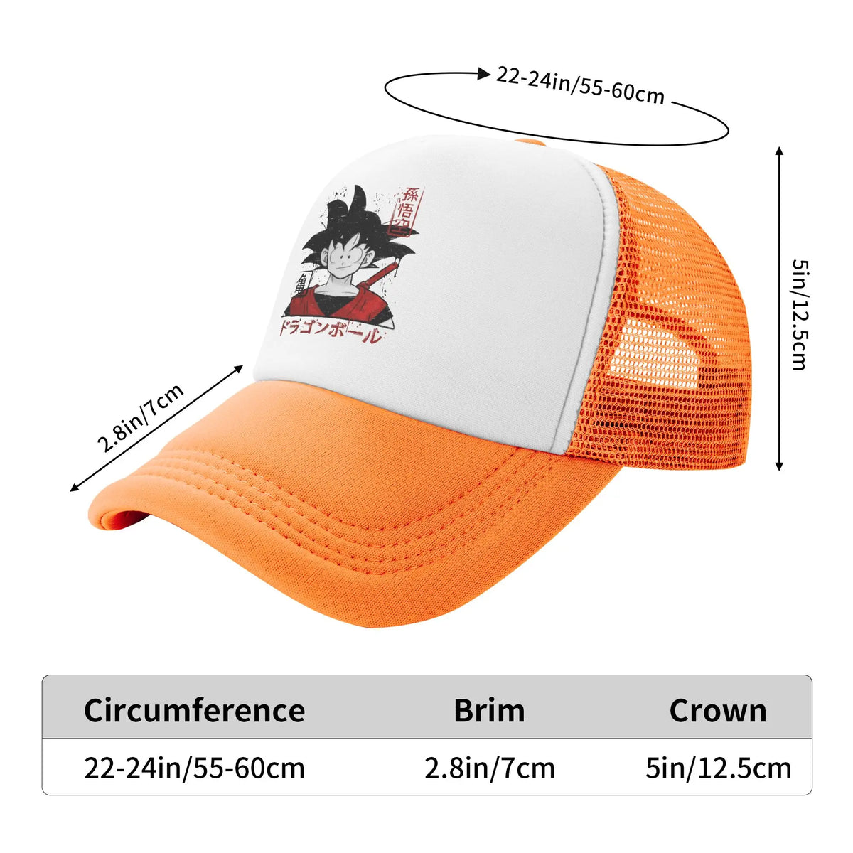 Japońska czapka z daszkiem Goku z serii Dragon Ball Z z siateczką – unisex, modne czapki przeciwsłoneczne, czapki typu snapback, czapki wędkarskie, zimowe czapki typu trucker