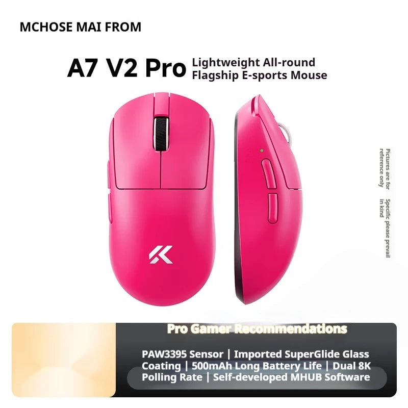 Bezdrôtová myš MCHOSE A7 V2 Ultra+ Tri-Mode Lightweight Paw3950 Ti 42000dpi 500mah pre PC, e-šport a notebook – herná myš a príslušenstvo