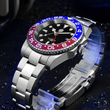 San Martin Luxury GMT Hangzhou 6460 Men's Automatic Mechanical Watch Business Sports Waterproof 200m Sapphire Full Luminous SN0016