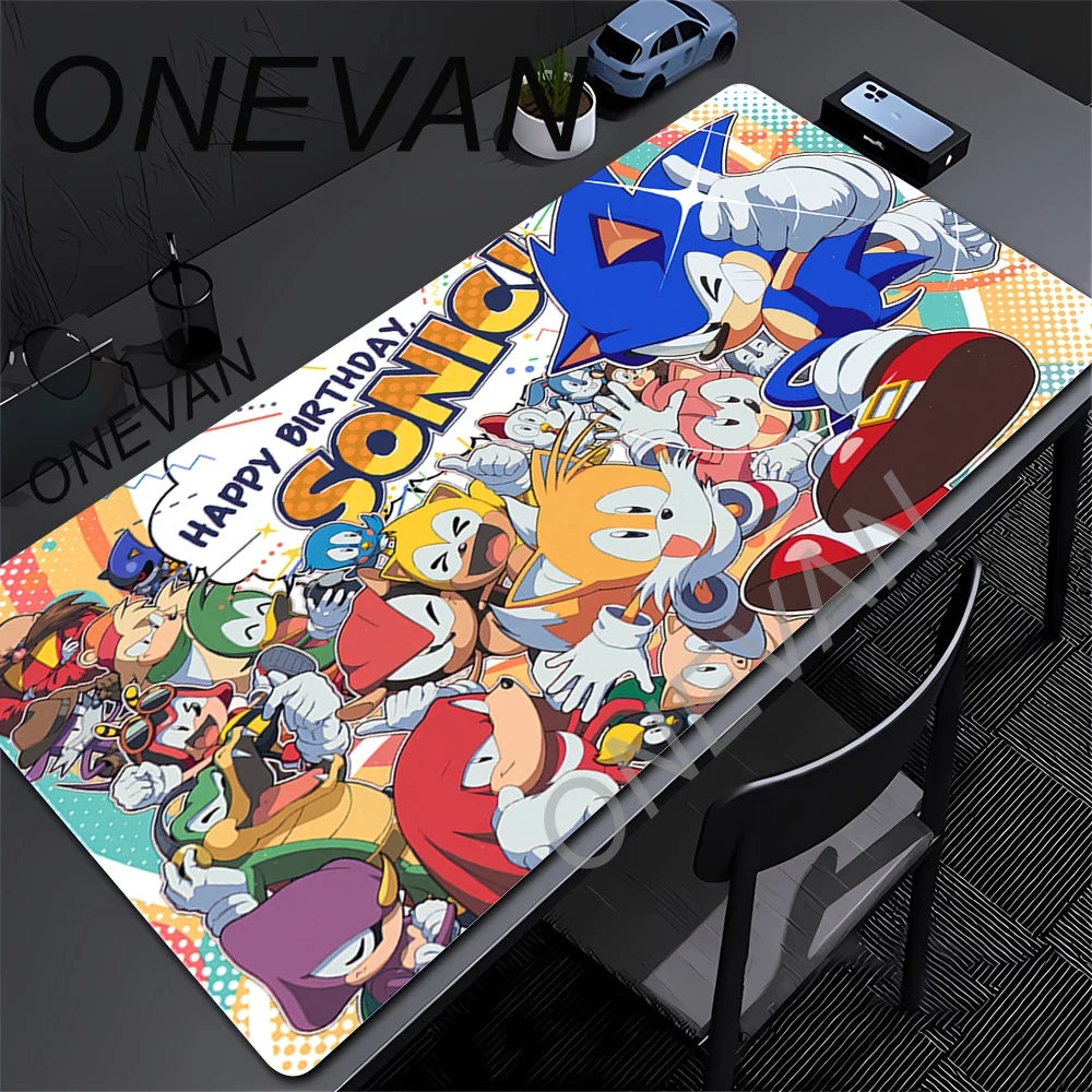 Cute Sonics The Hedgehogs Mousepad HD Printing Computer Gamers Locking Edge Non-slip Mouse Pad XXL90x40cm Keyboard PC Desk Pads