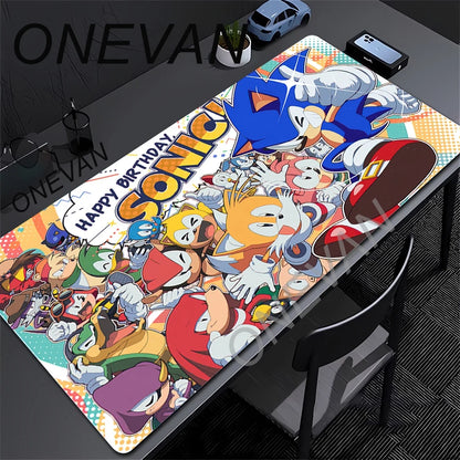 Cute Sonics The Hedgehogs Mousepad HD Printing Computer Gamers Locking Edge Non-slip Mouse Pad XXL90x40cm Keyboard PC Desk Pads