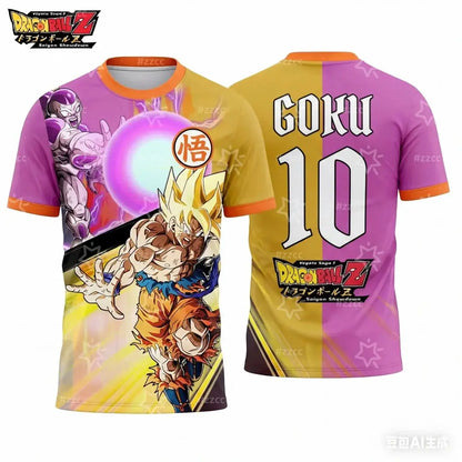 2026 Dragon Ball Super Saiyan Wukong Pattern Football Team Kit Autumn Sports Quick Drying Boys' T-shirt Children's Clothing