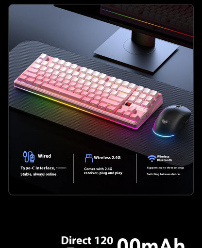 AULA F87 Pro V2 Mechanical Keyboard 3-modes Wireless 12000mAh Long Battery Life Hot-Swap RGB Customi E-Sports Keyboard PC Gaming