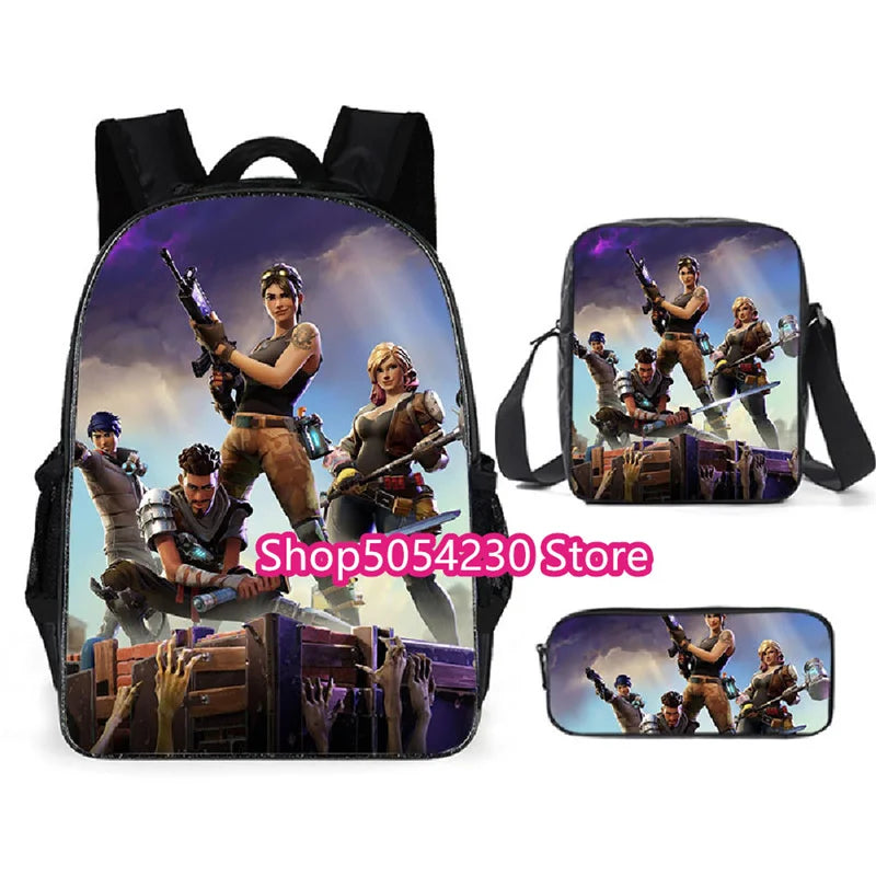 Zaino Fortnited 3PCS per ragazzi, Victory Game, 16 Inch, resistente all’acqua, per scuola materna, zaino scolastico cool per scuola elementare