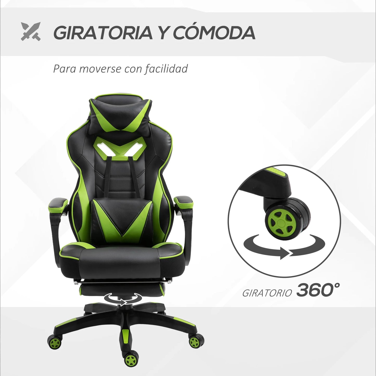 Sedia da gaming ergonomica Vinsetto con schienale reclinabile 65X70X118.5-126.5Cm