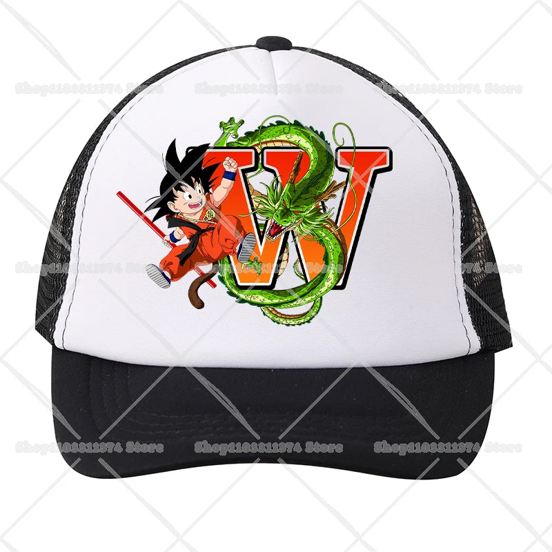 Casquettes de baseball en maille Dragon Ball - Dessin animé Son Goku - Lettres - Adultes et enfants - Casquettes de sport - Anime - Été - Protection solaire - Casquette à visière - Cadeau - Nouveauté