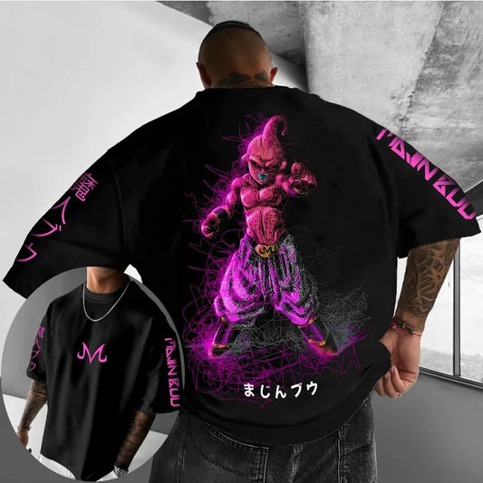 Dragon Ball miesten T-paita Majin Buu -printillä, japanilainen anime, kesä, poikien lasten lyhythihainen oversize parent-child -asu