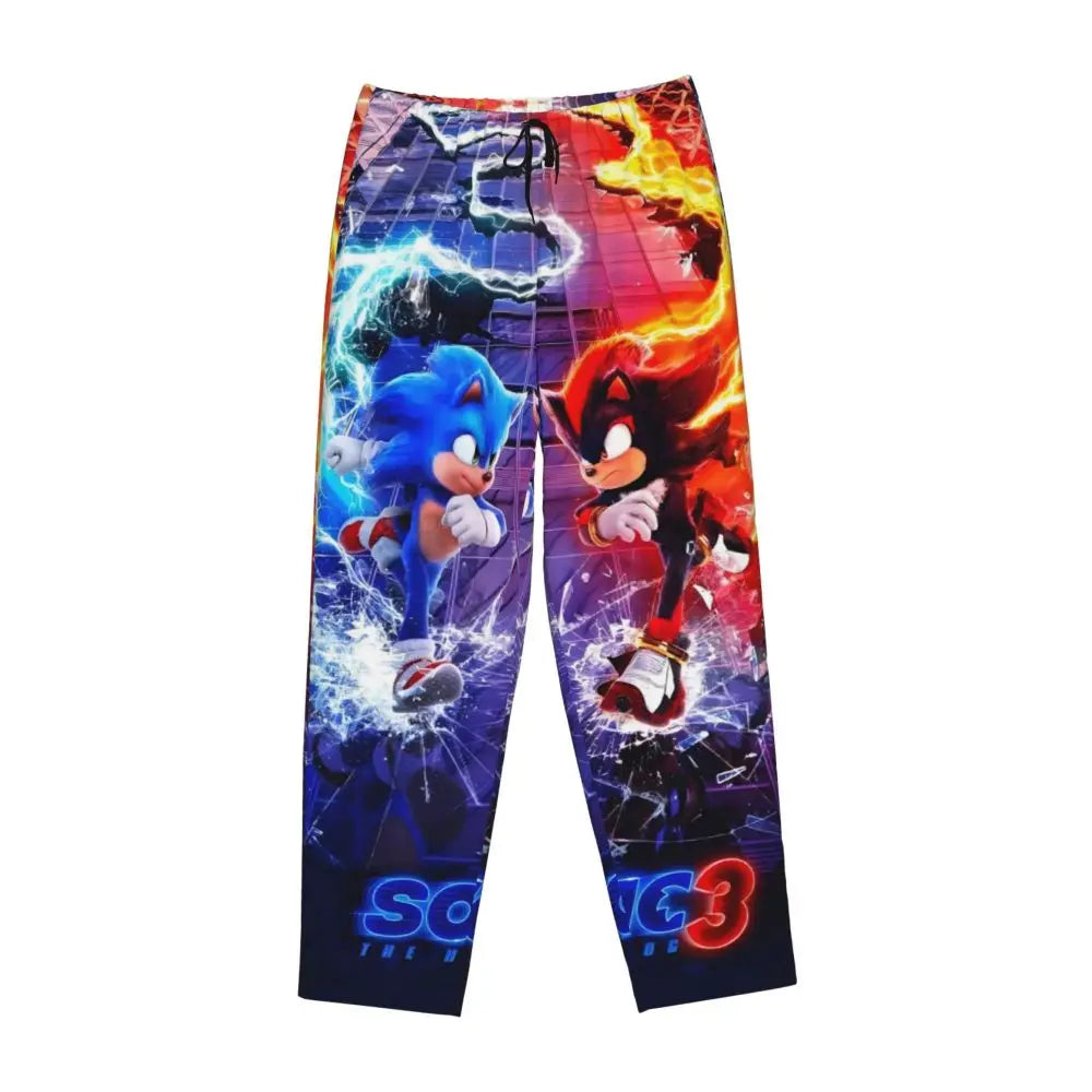Custom Printed Womens Soniced Pajama Pants Hedgehog Game Sleepwear Sleep Lounge Bottoms with Pockets