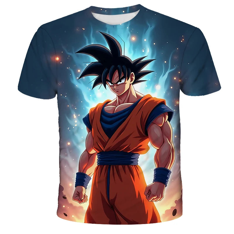 2026 Summer Anime Dragon Ball Z Super Saiyan Men's Clothing Kids CosPlay Goku T-shirt Japanese T-shirt Breathable Short Sleeves