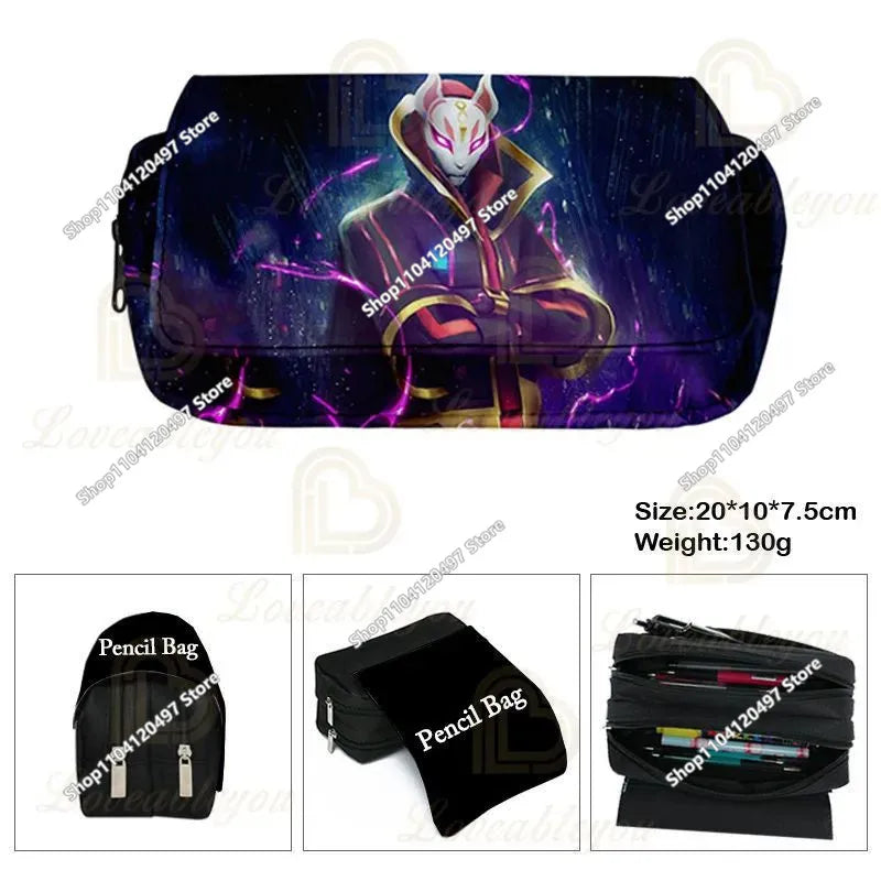 Fortnited Schüler-Federmäppchen mit großem Fassungsvermögen, Stiftetasche für Kinder, Spielzeug, Schulbedarf, Schreibwaren-Etui, Gaming-Geschenk für Jungen