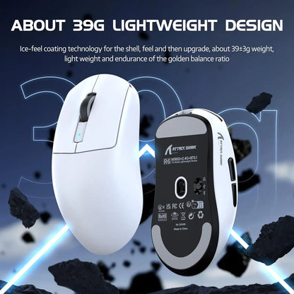 Attack Shark R6 leichte kabellose Gaming-Maus, Computermaus mit PAW 3950Max-Sensor, Nordic 52480 und 8KHz Polling