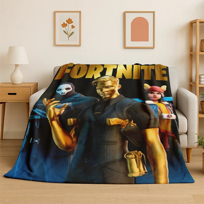 Sarjakuvamainen F-Fortnite Game Gamer -flanellipeitto, pehmeä ja lämmin torkkupeitto makuuhuoneeseen, olohuoneeseen, sänkyyn, matkalle, retkeilyyn, piknikille ja lahjaksi