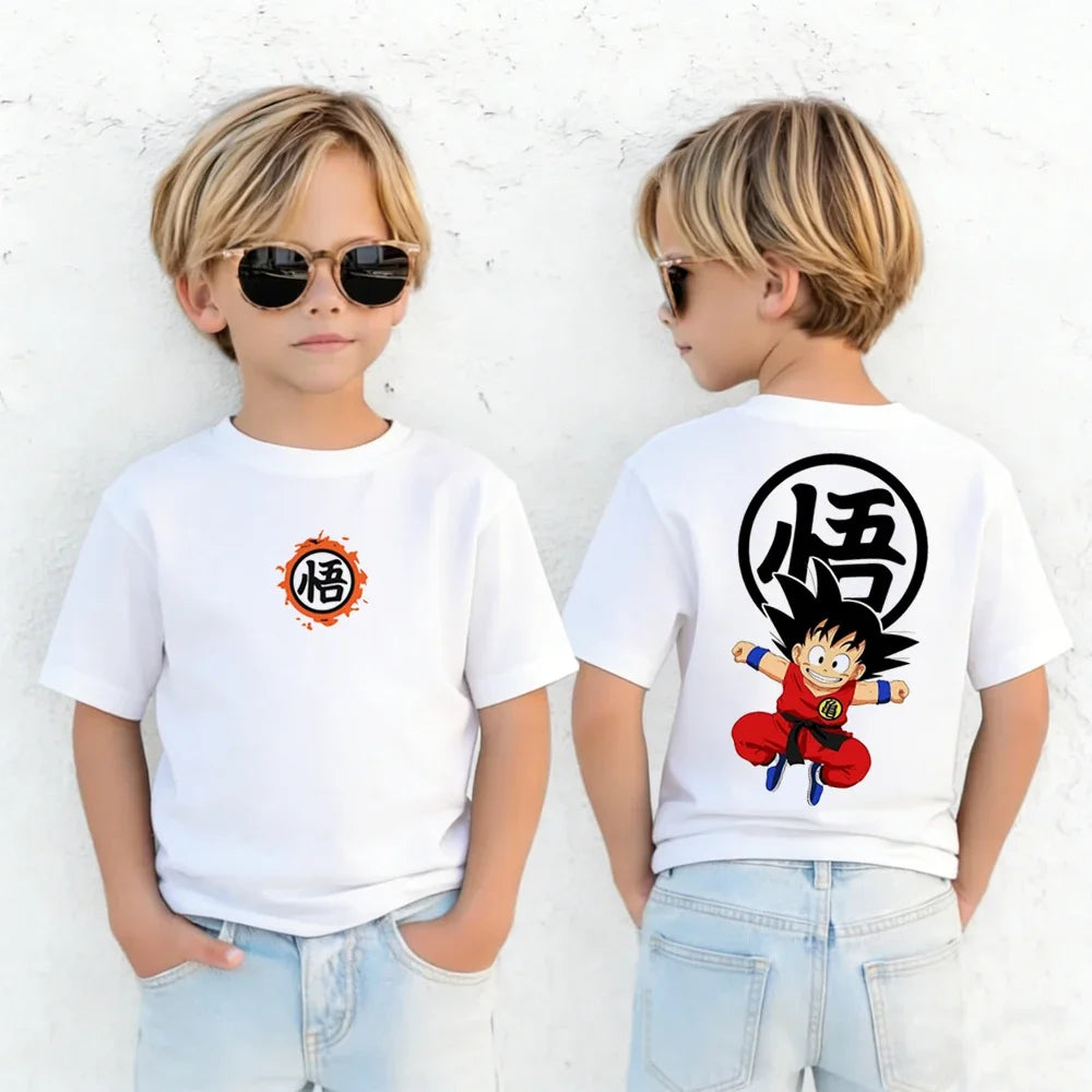 Anime Dragon Ball Cosplay T-Shirt Cotton Short Sleeve Tops Casual Loose Retro T-Shirt Men Women Family Matching Summer Outfits