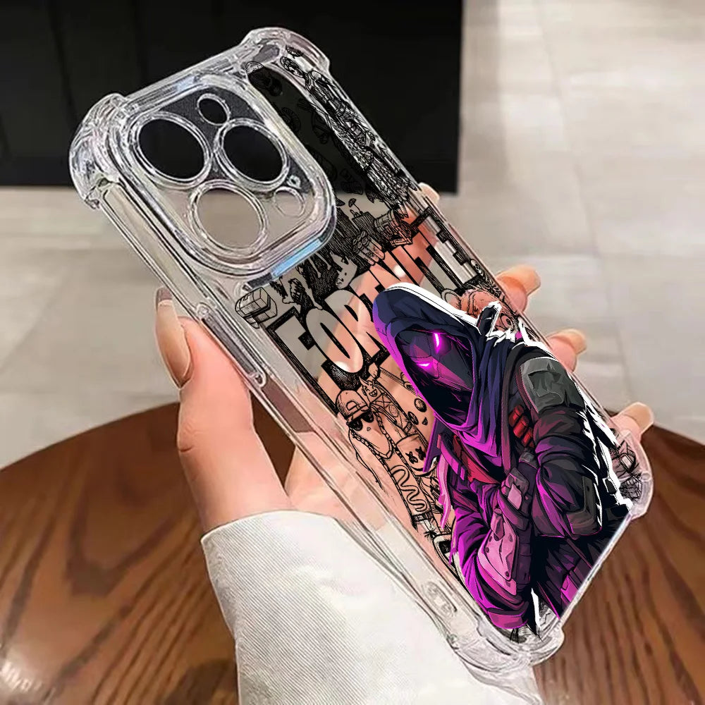 Fortnite-Handyhülle für iPhone 17 16e 16 15 14 13 12 11 Mini Air Pro Max X XR XSMax 7 8 Plus, sturzsichere transparente Schutzhülle
