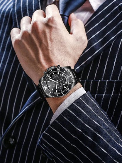 BIDEN Multi functional men's quartz watch luxury waterproof night light business style diving series casual fashion watch