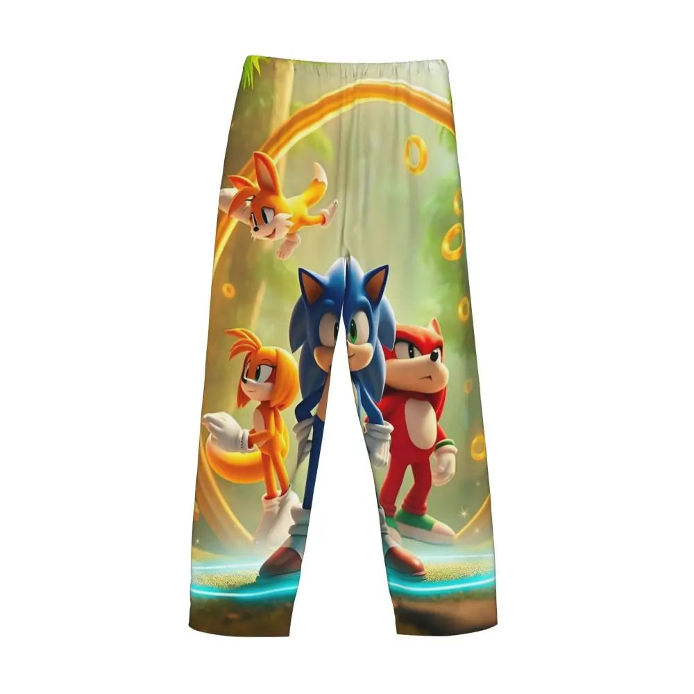 Custom Print Men's Soniced Pajama Pants Hedgehog Game Sleepwear Sleep Lounge Bottoms with Pockets