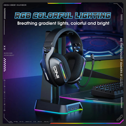 Auriculares gaming inalámbricos ONIKUMA GT828 Bluetooth 5.3 RGB con micrófono, cancelación de ruido y conexión de 4 modos para PC, PS5 y portátil