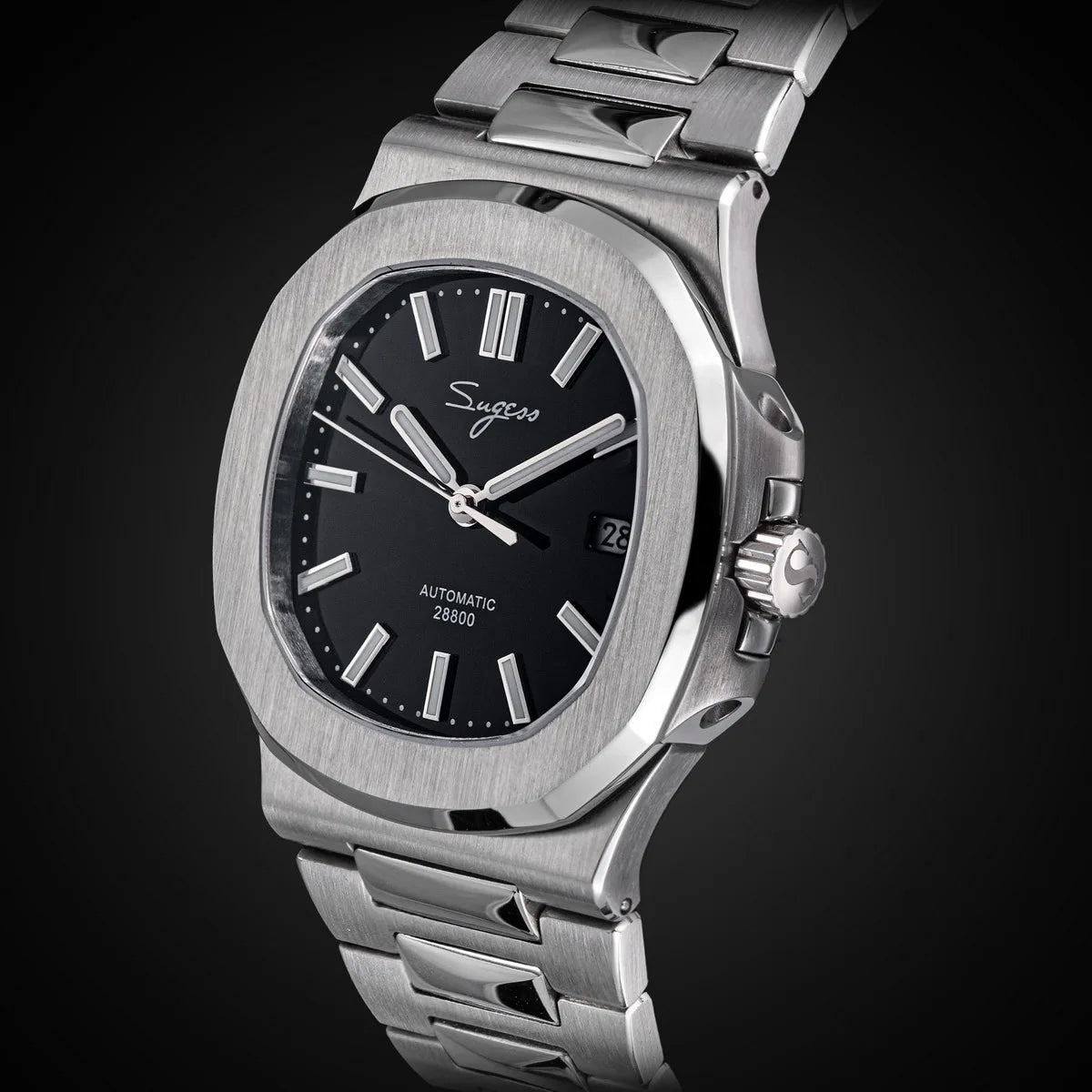 Sugess Men's Watch Automatic Mechanical Wristwatch Miyota 9015 Movement MOP Dial Luminous Waterproof 5bar Bracelet Luxury S466