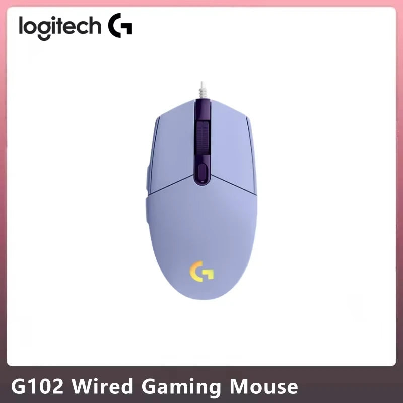Logitech G102 G203 laidinė žaidimų pelė, 2.1 metro ilgio laidas, 8000 DPI, RGB efektai, skirta PC, nešiojamajam kompiuteriui, biurui ir gamer’iams, lanksti