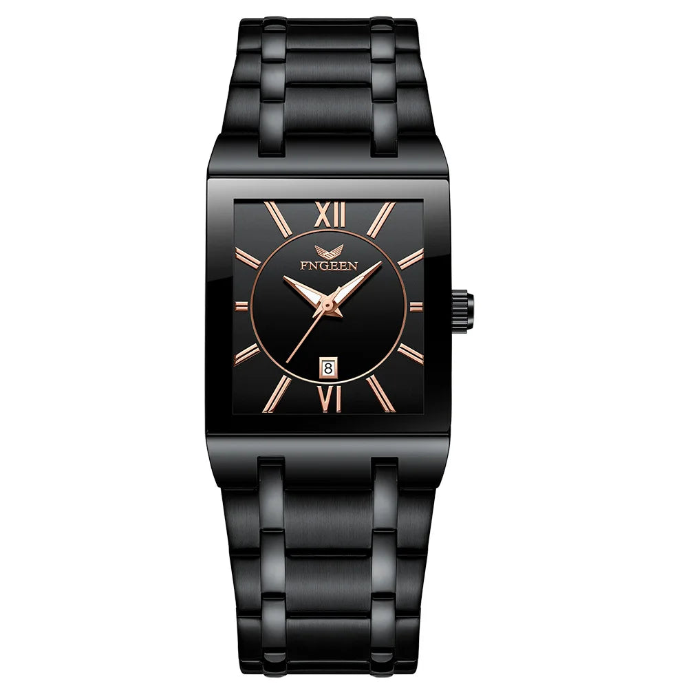 Luxuriöse BINBOND-Herrenarmbanduhr mit präzisem Quarzwerk, Leuchtzeiger, wasserdicht, automatische Datumsanzeige, aus strapazierfähigem Edelstahl, lässiger Stil.