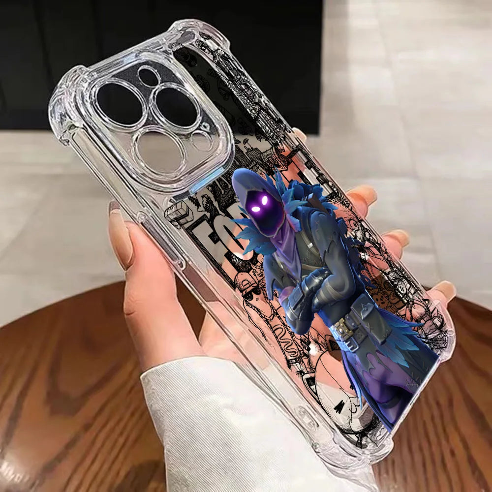 Fortnite-Handyhülle für iPhone 17 16e 16 15 14 13 12 11 Mini Air Pro Max X XR XSMax 7 8 Plus, sturzsichere transparente Schutzhülle