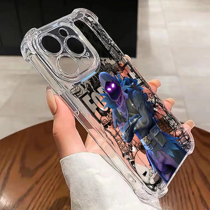 Fortnite-Handyhülle für iPhone 17 16e 16 15 14 13 12 11 Mini Air Pro Max X XR XSMax 7 8 Plus, sturzsichere transparente Schutzhülle