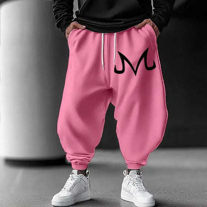 2026 Pink Dragon Ball Majin Buu Sweatpants Summer Anime Pants Unisex Loose Fit with Cuffed Ankles Wide Leg Trousers Plus Size