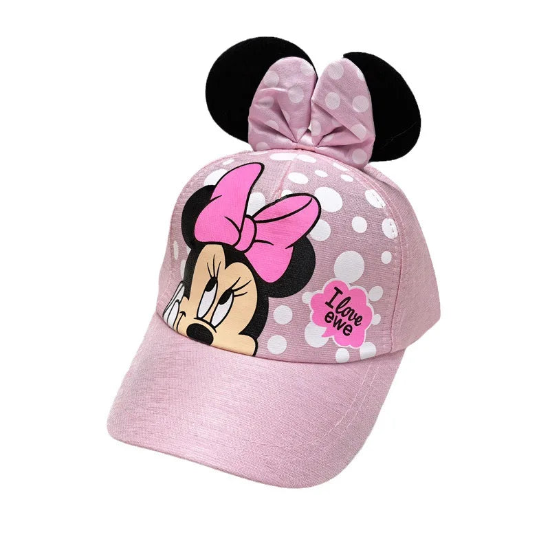 Casquette de baseball Disney Minnie Mickey Anime en coton et polyester, avec personnage de dessin animé, visière, pour déguisement, cadeau d'anniversaire pour enfants