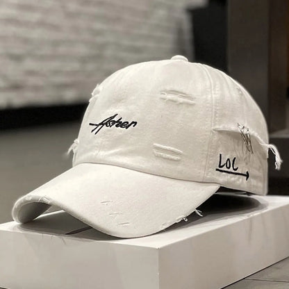 Unisex „Asher“ siuvinėjimas, su skylutėmis, metalinis žiedas, beisbolo kepurės, lauko, reguliuojamos, pavasario ir rudens, kasdienės, apsaugančios nuo saulės