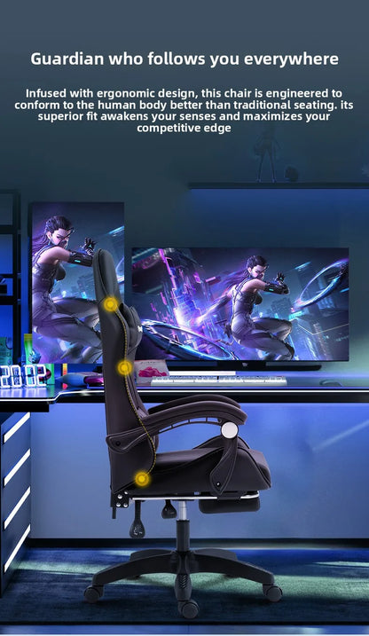 Silla gaming cómoda y ergonómica para uso prolongado, reclinable, con masaje y base giratoria