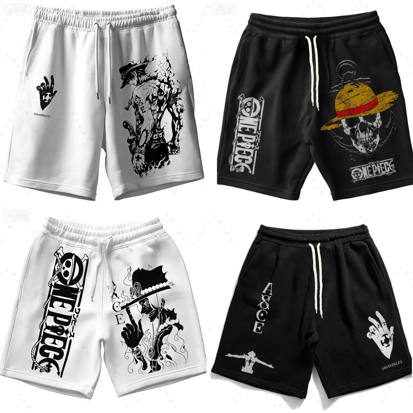 ONE PIECE Animation Luffy Sauron Peripheral Printed Shorts American Summer Men's Daily Loose Sports Breathable Shorts