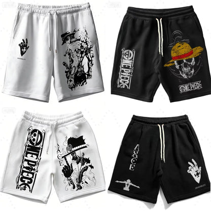 ONE PIECE Animation Luffy Sauron Peripheral Printed Shorts American Summer Men's Daily Loose Sports Breathable Shorts