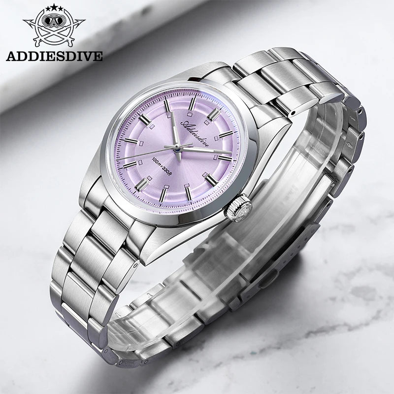 ADDIESDIVE 2026 New Luxury Men Analog Watch VH31 Bubble Glass Quartz Watch 10Bar BGW9 Luminous Steel Personalized Watch AD2515