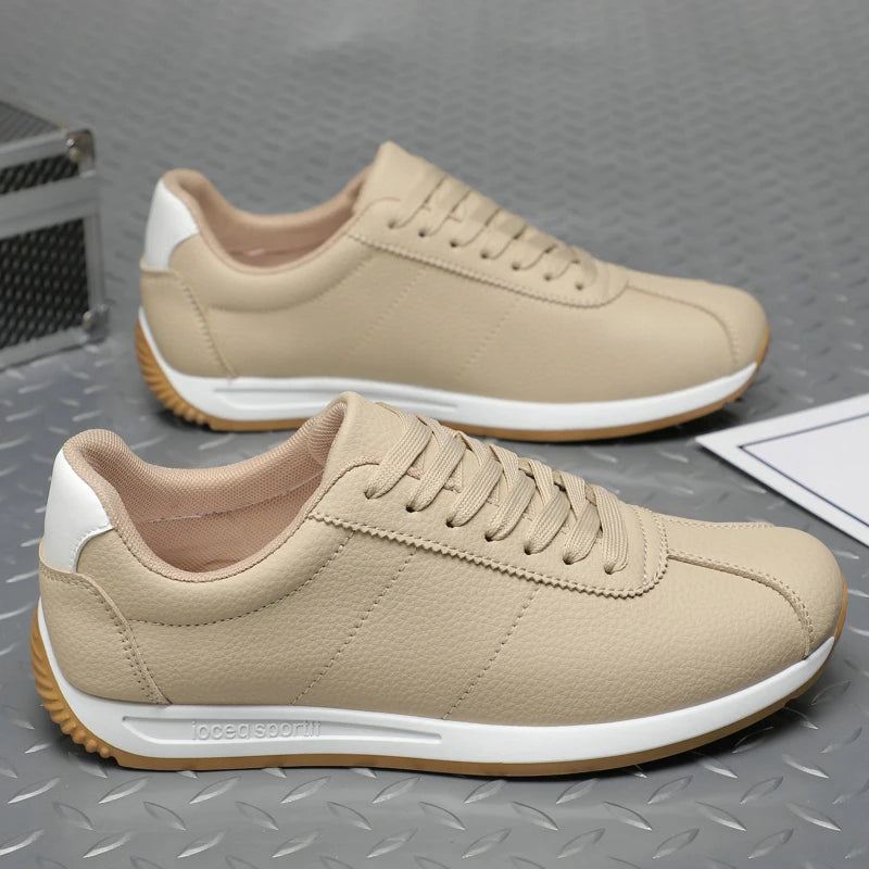 Leisure Running Summer Fashion Anti Slip Mountaineering PU Leather Sports Shoes Tennis Trend  Hot Selling Men White Flat Shoes