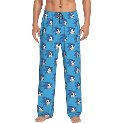 Custom Print Men's Soniced Pajama Pants Hedgehog Game Sleepwear Sleep Lounge Bottoms with Pockets