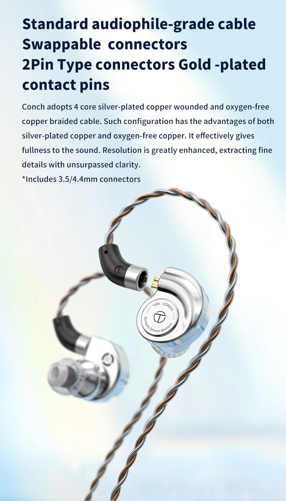 TRN Conch Lucky Bag In-Ear-Monitore – kabelgebundene DLC Diamond Dynamic HiFi-Ohrhörer mit Tuning-Düsenfiltern für Xiaomi