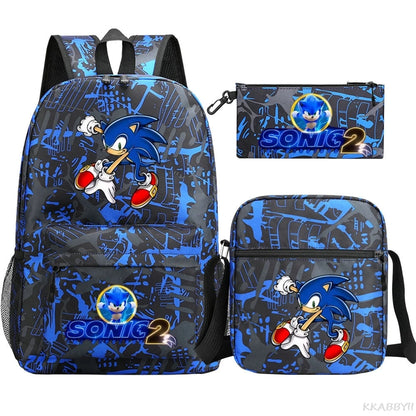 Sonic Backpacks Student School Bags for Teen Men Women Tote Bag Clutch Pocket Nylon Backpacks Travel Mochilas