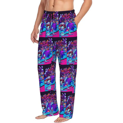 Custom Print Men's Soniced Pajama Pants Hedgehog Game Sleepwear Sleep Lounge Bottoms with Pockets
