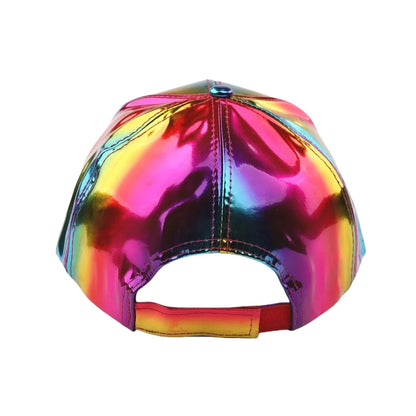 Unisex PU Rainbow Color Changing Baseball Hat Fashion Adult Laser Hip Hop Cap Outdoor Casual Snapback Shiny Party Dressing Hat